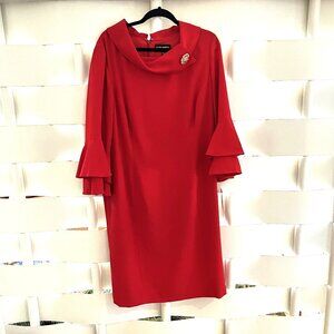 Giovanna Signature Red 3/4 Sleeve Midi Dress Size 16W
